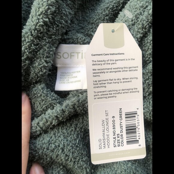 Solid Marshmallow Hoodie Lounge Set - Size XS, Dusty Green - Picture 6 of 7